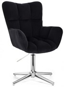 LuxuryForm DESIGN Otočné kreslo AURORA VELUR na striebornom kríži - čierne