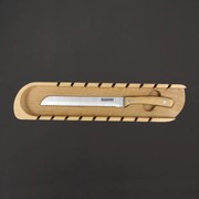 AMADEA Drevená doštička na bagety s nožom, masívne drevo, 41x9x3 cm