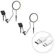 Sada 2 čiernych bodových svetiel 50 cm vrátane nabíjateľného LED a solárneho IP65 - Adalind