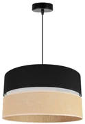 Závesné svietidlo Juta, 1x jutové/čierne textilné tienidlo, (fi 40cm), b