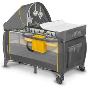 Lionelo - Cestovná postieľka SVEN PLUS šedá/žltá