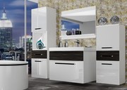 Kúpeľňový nábytok Belini biely lesk / eben kráľovský + umývadlo + zrkadlo  ROD PM 5/0/W/WHK/0/ZW