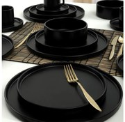 20-dielna jedálenská súprava, čierna/kamenina