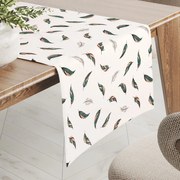 Biante Bavlnený behúň na stôl Sandra SA-460 Zeleno-ružové pierka na bielom 20x120 cm