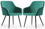 Sada dvoch jedálenských stoličiek ESTELLE zamatové, zelené / čierne nohy (2 ks)