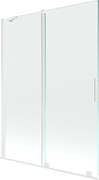 Mexen Velar vaňová zástena dvojkrídlová Posuvný 130 x 150 cm, Priehľadné, Biela - 896-130-000-01-20