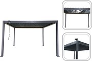 Garden Line Hliníková záhradná pergola, sivá, LED, 3 x 4 x 2,5 m *0562