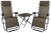 2 ks záhradných ležadiel zero gravity so stolom