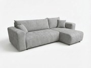 Svetlo sivá rozkladacia rohová pohovka SORELA CORD, obojstranná + 2 vankúšiky zdarma