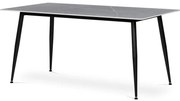 Stůl jídelní 160x90x76 cm, deska slinutý kámen v imitaci matného mramoru, černé kovové nohy