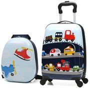 Detský kufor vysoký na kolieskách + batoh BC-P-002, rozmer 46x29x23 cm, kufor + batoh - dopravné prostriedky, Impol Trade