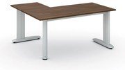 Rohový kancelársky písací stôl PRIMO FLEXIBLE, 160x140 cm, orech
