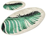 Zeleno-béžové kúpeľňové predložky v súprave 2 ks 60x100 cm Floret – Foutastic