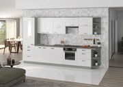 Lempert Kuchynská linka Bianka 350 cm - sivá / biely lesk