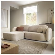 Rohová rozkladacia sedacia súprava s úložným priestorom do tvaru L OLBIA ľavá béžová