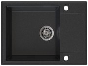 Sink Quality Sink55, kuchynský granitový drez 620x460x215 mm + grafitový sifón, grafitová, SKQ-SINK.G.1KKO.XB
