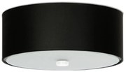 Stropné svietidlo Skala, 1x čierne textilné tienidlo, (biele sklo), (fi 30 cm)