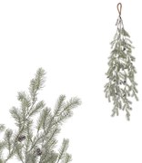 Umelá previsnutá smreková vetva so šiškami, 100 cm, srienistá