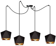 Závesné svietidlo Diamond Gold Spider, 4x čierne/zlaté textilné tienidlo
