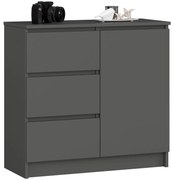 Komoda JERRY K 80 cm 1 dvere 3 zásuvky grafitovo šedá