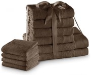 Hnedé froté bavlnené uteráky a osušky v súprave 10 ks Amari – Restilo