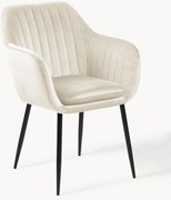 Zamatová stolička's opierkami a kovovými nohami Emilia