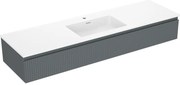 Mexen Rivel, kúpeľňová skrinka 160 cm s umývadlom Otis, 1 zásuvka, drážkovaná, grafitová matná/biela matná, 91A20-16023-1-BF66-W18M0