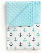 Detská deka Kotva/minky modrá 100x75 cm – obojstranná deka s námorníckym motívom