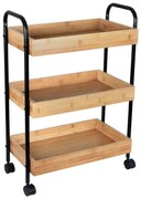 BISK Erga Plain, kúpeľňový vozík na kolesách s 3 policami 490x280x700 mm, čierna matná-hnedá, ERG-08047