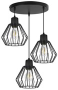 Závesné svietidlo Nuvola 2, 3x čierne drôtené tienidlo, o