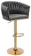 Barová stolička COFTON zamatová, zlatá / grafitová