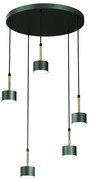 Závesné svietidlo Arena, 5x zelené kovové tienidlo, gr/g, o