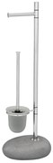 WENKO 19494100 - WC kefa PEBBLE STONE 23,5x70 cm lesk. chróm/šedá/satinovaný