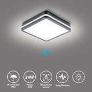 Brilagi - BENE LED vonkajšie svietidlo so senzorom, 24 W, 230 V, 26x26 cm, IP54