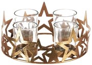 Adventný svietnik s kalíškami Hviezda, kov, zlatá, 18 x 18 x 8 cm