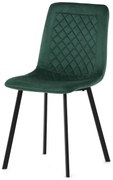 Židle jídelní, zelený samet, kov černý mat