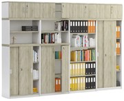 Zostava skríň MIRELLI, typ D, nadstavba, biela/dub sonoma