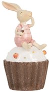 Dekorácia králiček sediaci na muffine - Ø 7*13 cm