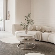 KONFERENČNÝ STOLÍK LEONARDO S POLICOU KAŠMÍR + BIELY LESKLÝ