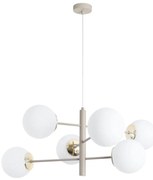 Závesné svietidlo Florence, 6x biele sklenené tienidlo, be/g