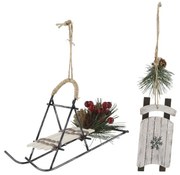 2ks krémová antik vianočná ozdoba sane Vintage - 16*5*5/ 9*9*14 cm