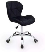 LuxuryForm DESIGN Stolička LIVIO VELUR na striebornej podstave s kolieskami - čierna