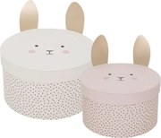 Úložné boxy zajačik 2 ks biela/ružová 23 x 13 x 23 cm