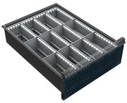 Organizér náradia do zásuvky skríň KOVOS so šírkou 500 mm, 12 priehradiek, 150 - 240 mm