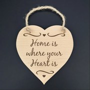 AMADEA Drevené srdce s textom Home is where ...., masívne drevo, 16x15 cm