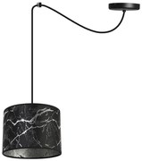 Závesné svietidlo Werona Spider, 1x čierne textilné tienidlo so vzorom, s