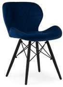 Vintino kreslo LAGO Velvet - námornícka modrá, čierne nohy
