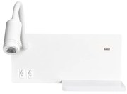 LED Nástenné svietidlo SHELF 1xLED/4W+1xLED/5W+1xLED/2W/230V + USB port biela