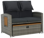 Záhradná ratanová pohovka MALORY, šedá/ prírodná