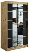 Skriňa Halifax V4 120 Dub Artisan/čierna/Zrkadlo